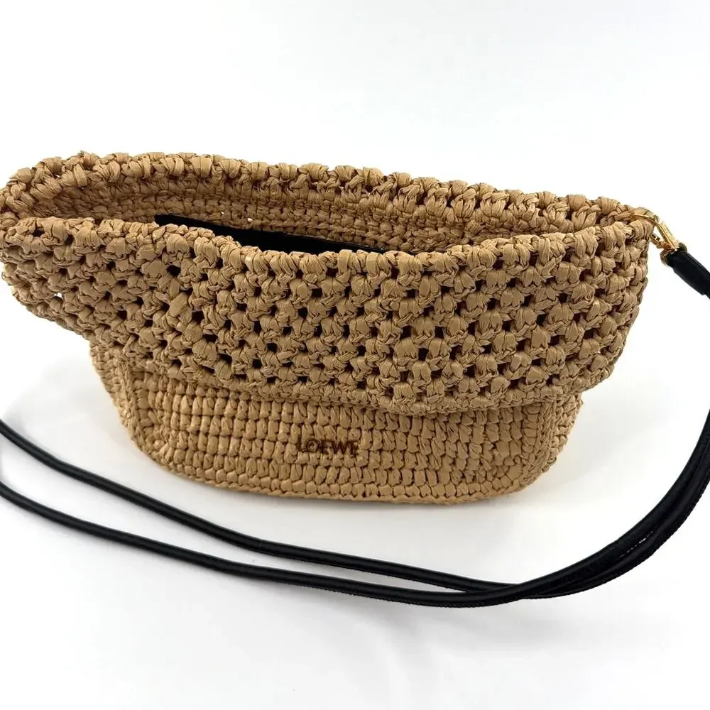 LOEWE + Paula's Ibiza Ola Medium Embellished Raffia Shoulder Bag Neutral
